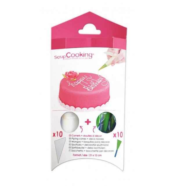 10 cornets pâtissiers + 10 douilles à décor SCRAPCOOKING