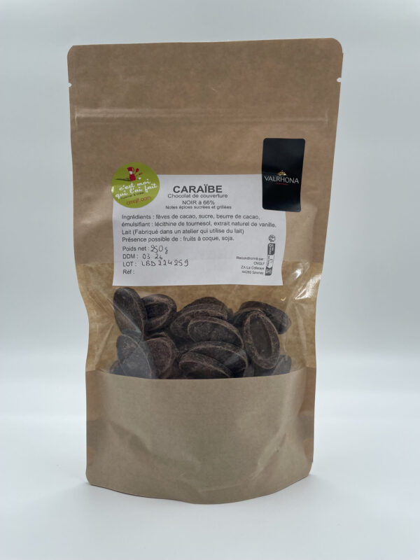 Chocolat noir de couverture Caraïbe 66% 250g VALRHONA
