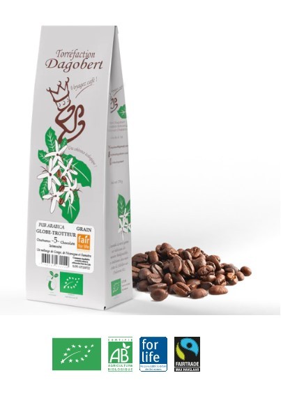 Café bio pur arabica mélange "globe-trotteur" 250g grains DAGOBERT