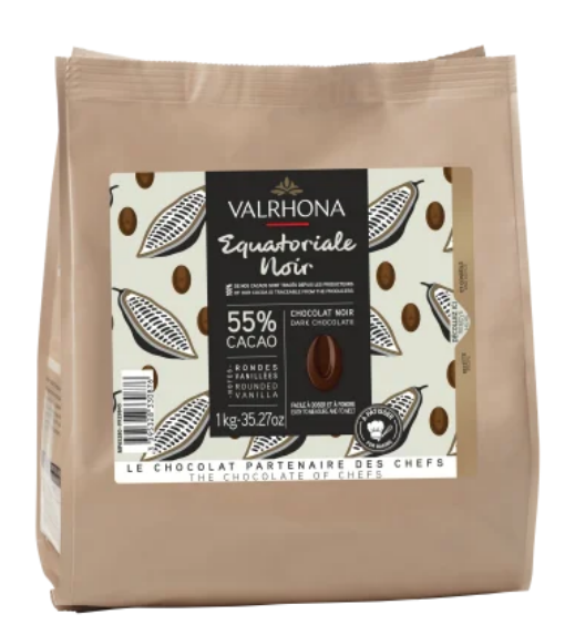 Chocolat de couverture "Equatoriale Noir" 55% 1kg VALRHONA