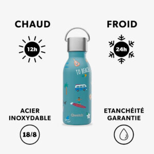 QWETCH - Gourde Enfant Isotherme 350ml - Kids Honolulu Bleu