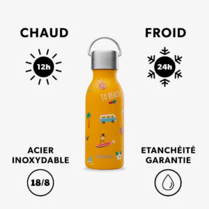 QWETCH - Gourde Enfant Isotherme 350ml - Kids Honolulu CURRY